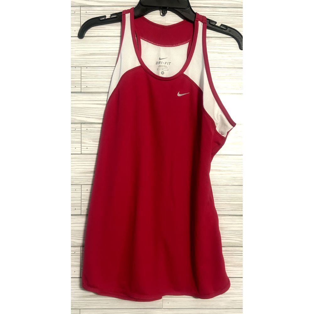 Nike pink and white dri-fit Tank Top‎ mesh work out athletic size Medium